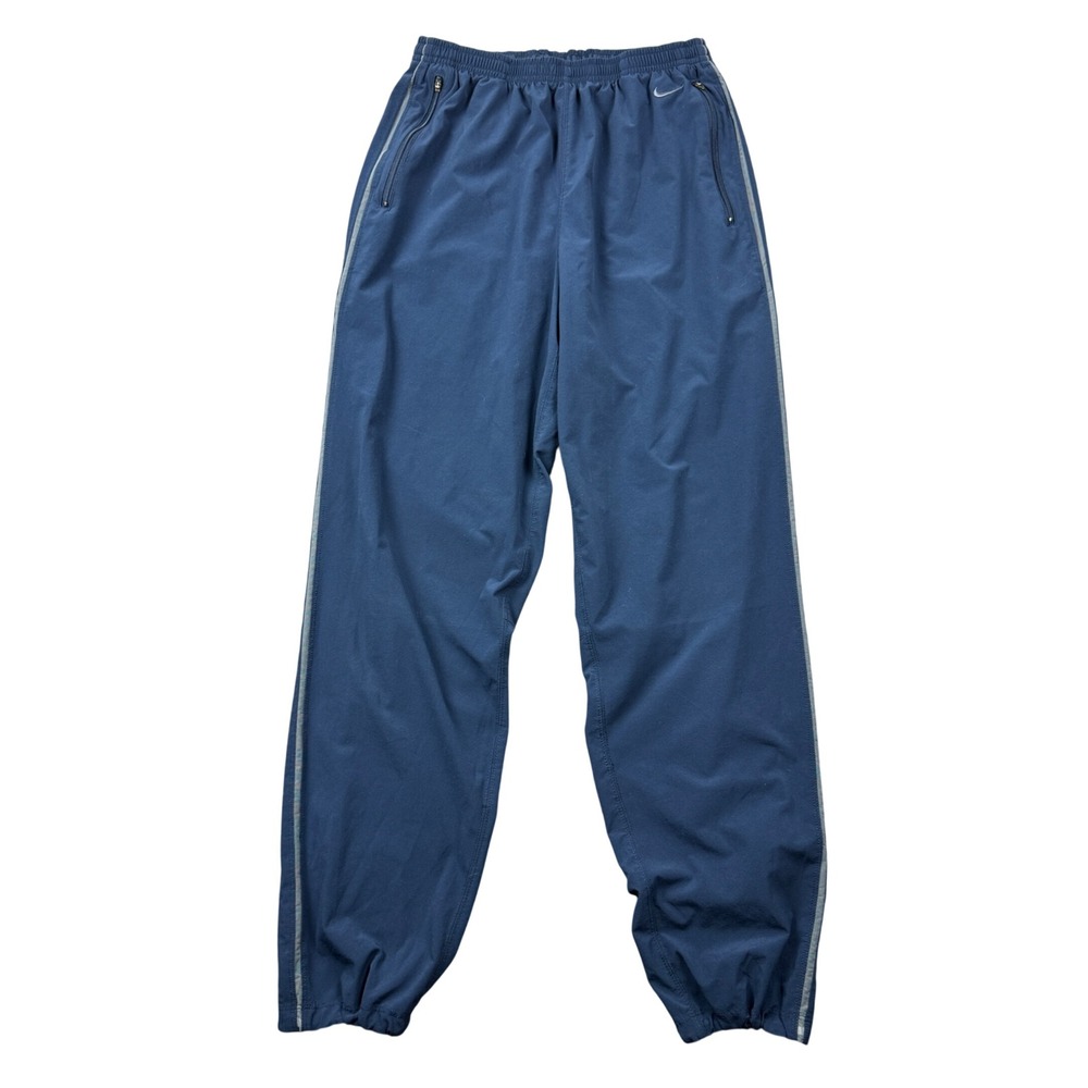 Nike Dri-FIT Men Medium Navy Blue Track Pant Zipper Pockets Training Workout Gym